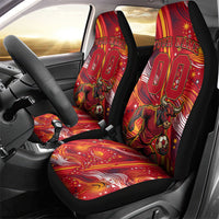 Personalized Spain Football Bull Mascot Car Seat Cover Dynamic Spanish Sunburst Abstract Flame
