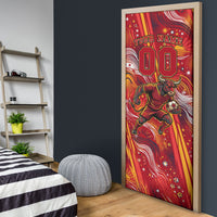 Personalized Spain Football Bull Mascot Door Cover Dynamic Spanish Sunburst Abstract Flame