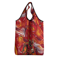 Personalized Spain Football Bull Mascot Grocery Bag Dynamic Spanish Sunburst Abstract Flame