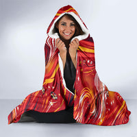Personalized Spain Football Bull Mascot Hooded Blanket Dynamic Spanish Sunburst Abstract Flame