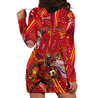 Personalized Spain Football Bull Mascot Hoodie Dress Dynamic Spanish Sunburst Abstract Flame