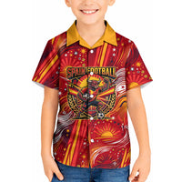 Personalized Spain Football Bull Mascot Kid Hawaiian Shirt Dynamic Spanish Sunburst Abstract Flame