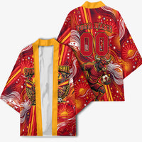 Personalized Spain Football Bull Mascot Kimono Dynamic Spanish Sunburst Abstract Flame