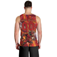 Personalized Spain Football Bull Mascot Men Tank Top Dynamic Spanish Sunburst Abstract Flame