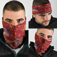 Personalized Spain Football Bull Mascot Neck Gaiter Dynamic Spanish Sunburst Abstract Flame