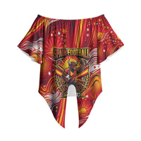 Personalized Spain Football Bull Mascot Off Shoulder Wrap Waist Top Dynamic Spanish Sunburst Abstract Flame