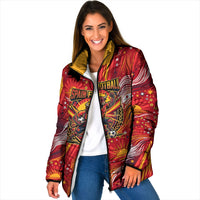 Personalized Spain Football Bull Mascot Padded Jacket Dynamic Spanish Sunburst Abstract Flame