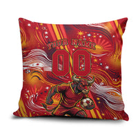 Personalized Spain Football Bull Mascot Pillow Cover Dynamic Spanish Sunburst Abstract Flame