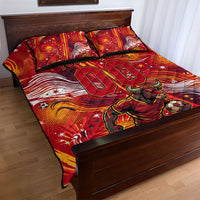 Personalized Spain Football Bull Mascot Quilt Bed Set Dynamic Spanish Sunburst Abstract Flame