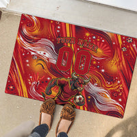 Personalized Spain Football Bull Mascot Rubber Doormat Dynamic Spanish Sunburst Abstract Flame
