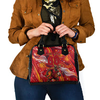 Personalized Spain Football Bull Mascot Shoulder Handbag Dynamic Spanish Sunburst Abstract Flame