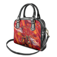 Personalized Spain Football Bull Mascot Shoulder Handbag Dynamic Spanish Sunburst Abstract Flame