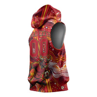 Personalized Spain Football Bull Mascot Sleeveless Hoodie Dynamic Spanish Sunburst Abstract Flame