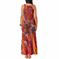 Personalized Spain Football Bull Mascot Tank Maxi Dress Dynamic Spanish Sunburst Abstract Flame