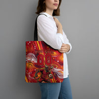 Personalized Spain Football Bull Mascot Tote Bag Dynamic Spanish Sunburst Abstract Flame