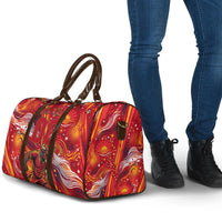 Personalized Spain Football Bull Mascot Travel Bag Dynamic Spanish Sunburst Abstract Flame