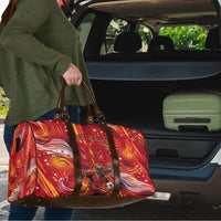 Personalized Spain Football Bull Mascot Travel Bag Dynamic Spanish Sunburst Abstract Flame