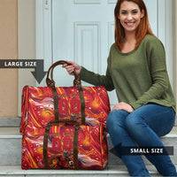 Personalized Spain Football Bull Mascot Travel Bag Dynamic Spanish Sunburst Abstract Flame