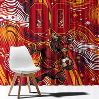 Personalized Spain Football Bull Mascot Window Curtain Dynamic Spanish Sunburst Abstract Flame