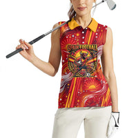 Personalized Spain Football Bull Mascot Women Sleeveless Polo Shirt Dynamic Spanish Sunburst Abstract Flame