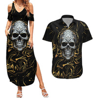 Skull Mable Golden Abstract Art Couples Matching Summer Maxi Dress and Hawaiian Shirt Fuck You Excuses Learn To Admit When You Fuck Up - Wonder Print Shop