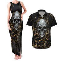 Skull Mable Golden Abstract Art Couples Matching Tank Maxi Dress and Hawaiian Shirt Fuck You Excuses Learn To Admit When You Fuck Up - Wonder Print Shop