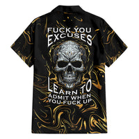 Skull Mable Golden Abstract Art Family Matching Long Sleeve Bodycon Dress and Hawaiian Shirt Fuck You Excuses Learn To Admit When You Fuck Up - Wonder Print Shop