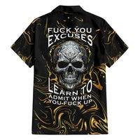 Skull Mable Golden Abstract Art Family Matching Puletasi Dress and Hawaiian Shirt Fuck You Excuses Learn To Admit When You Fuck Up - Wonder Print Shop