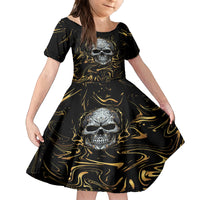 Skull Mable Golden Abstract Art Kid Short Sleeve Dress Fuck You Excuses Learn To Admit When You Fuck Up - Wonder Print Shop