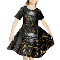 Skull Mable Golden Abstract Art Kid Short Sleeve Dress Fuck You Excuses Learn To Admit When You Fuck Up - Wonder Print Shop