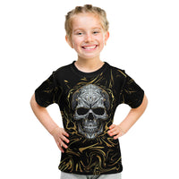 Skull Mable Golden Abstract Art Kid T Shirt Fuck You Excuses Learn To Admit When You Fuck Up - Wonder Print Shop
