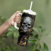 Skull Mable Golden Abstract Art Tumbler With Handle Fuck You Excuses Learn To Admit When You Fuck Up - Wonder Print Shop