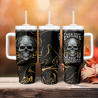 Skull Mable Golden Abstract Art Tumbler With Handle Fuck You Excuses Learn To Admit When You Fuck Up - Wonder Print Shop