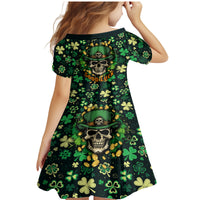Skull and Shamrock Leaf Pattern Family Matching Mermaid Dress and Hawaiian Shirt Good Luck - Wonder Print Shop