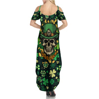 Skull and Shamrock Leaf Pattern Family Matching Summer Maxi Dress and Hawaiian Shirt Good Luck - Wonder Print Shop