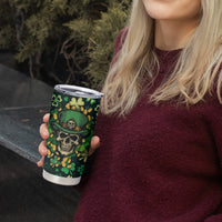 Skull and Shamrock Leaf Pattern Tumbler Cup Good Luck - Wonder Print Shop
