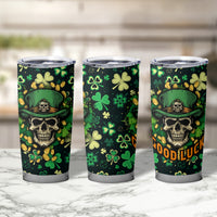 Skull and Shamrock Leaf Pattern Tumbler Cup Good Luck - Wonder Print Shop