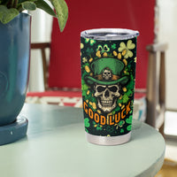 Skull and Shamrock Leaf Pattern Tumbler Cup Good Luck - Wonder Print Shop