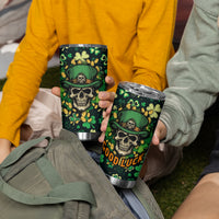 Skull and Shamrock Leaf Pattern Tumbler Cup Good Luck - Wonder Print Shop