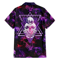 Skull and Moth Family Matching Off Shoulder Long Sleeve Dress and Hawaiian Shirt Fantasy Cosmic Abstract - Grunge Purple Art - Wonder Print Shop
