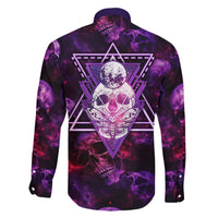 Skull and Moth Family Matching Short Sleeve Bodycon Dress and Hawaiian Shirt Fantasy Cosmic Abstract - Grunge Purple Art - Wonder Print Shop