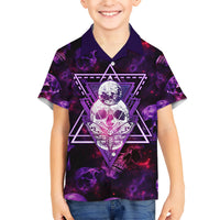 Skull and Moth Kid Hawaiian Shirt Fantasy Cosmic Abstract - Grunge Purple Art - Wonder Print Shop