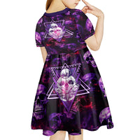 Skull and Moth Kid Short Sleeve Dress Fantasy Cosmic Abstract - Grunge Purple Art - Wonder Print Shop