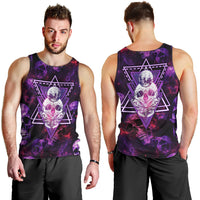 Skull and Moth Men Tank Top Fantasy Cosmic Abstract - Grunge Purple Art - Wonder Print Shop