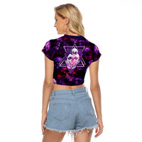 Skull and Moth Raglan Cropped T Shirt Fantasy Cosmic Abstract - Grunge Purple Art - Wonder Print Shop