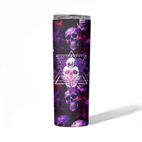 Skull and Moth Skinny Tumbler Fantasy Cosmic Abstract - Grunge Purple Art - Wonder Print Shop