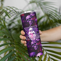 Skull and Moth Skinny Tumbler Fantasy Cosmic Abstract - Grunge Purple Art - Wonder Print Shop