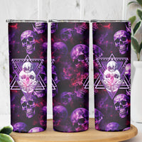 Skull and Moth Skinny Tumbler Fantasy Cosmic Abstract - Grunge Purple Art - Wonder Print Shop