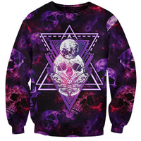 Skull and Moth Sweatshirt Fantasy Cosmic Abstract - Grunge Purple Art - Wonder Print Shop