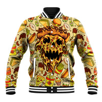 Skull Pizza Pattern Baseball Jacket Rest in pizza - Wonder Print Shop